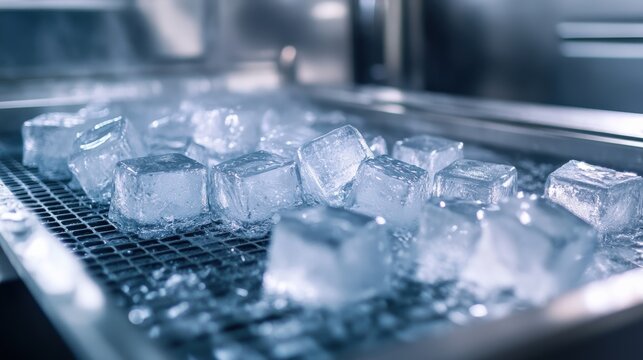 Commercial Ice Maker Producing Perfectly Sized Ice Cubes for Refreshing Drinks and Cocktails.