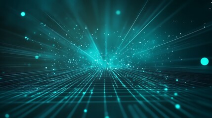 Obraz premium A mesmerizing digital background featuring glowing lines and particles, creating a vibrant and futuristic atmosphere.