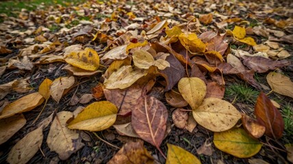 Autumn leaves in city park
