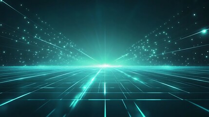A mesmerizing digital landscape with glowing lines and particles, evoking a sense of depth and futuristic ambiance.
