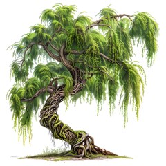 A tree with green leaves on a white background Generative AI,

