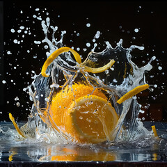 orange in splash