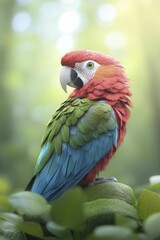 Fototapeta premium Fairy Parrot Costume, enchanted forest glade, 3d illustration