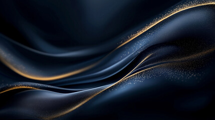 Fototapeta premium Luxurious Flowing Abstract with Golden Accents on Dark Blue Background