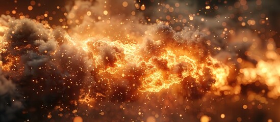 Dramatic and Intense Explosion of Fiery Energy and Power in an Apocalyptic Inferno  Chaotic and Turbulent Firestorm with Scorching Flames Glowing Embers and Brilliant Sparks in a Raging Blaze