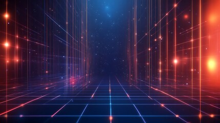 A vibrant digital background featuring glowing lines and stars, perfect for tech and futuristic designs.
