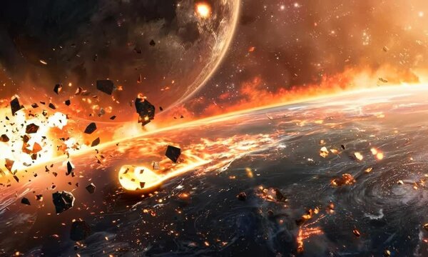 Massive asteroid impact on a distant planet, Video
