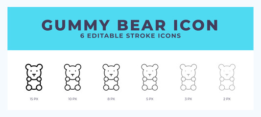 Gummy bear icon symbol. Isolated. Vector illustration with editable stroke.