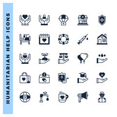 Fototapeta premium 25 Humanitarian Help Lineal Fill icons pack. vector illustration.