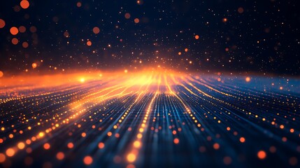 Obraz premium Abstract digital background with glowing particles and vibrant colors, creating a dynamic flow of light and energy.