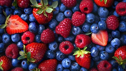 Obraz premium Seamless Repetitive background of blueberry and strawberry