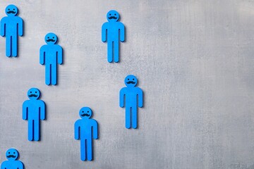 Top view image of human figures with mustache. Copy space for text. Movember concept.