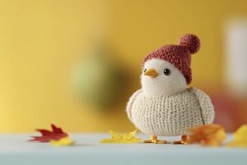 Obraz premium A festive chef prepares a Thanksgiving turkey surrounded by vibrant autumn leaves, capturing the essence of the season in a stunning 3D illustration.
