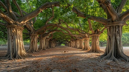 Obraz premium Mystical Banyan Tree With Stunning Roots