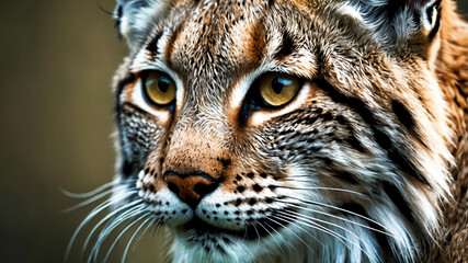 Obraz premium Lynx closeup of tufted ears and fierce eyes with plain background