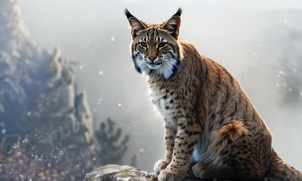 Majestic lynx sitting on a rock, Video