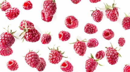 Raspberry closeup view isolated over white background