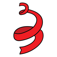 Naklejka premium Hand drawn cartoon red ribbon on a white background. Concept gift, celebration, decoration.