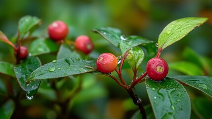 Obraz premium Gaultheria procumbens - eastern teaberry the checkerberry the boxberry the American wintergreen
