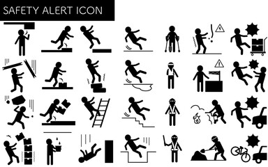 Safety signs, pictogram icon set for danger and warning