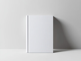 Minimalist hardcover book mockup in neutral light, standing against a plain background, ideal for branding presentations, product design, and promotional layouts. Created with AI.
