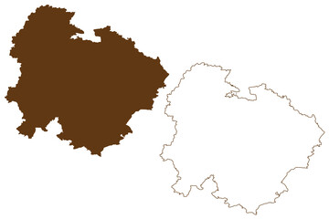 Obraz premium Weissenburg-Gunzenhausen district (Federal Republic of Germany, rural district Middle Franconia, Free State of Bavaria) map vector illustration, scribble sketch Weissenburg Gunzenhausen map