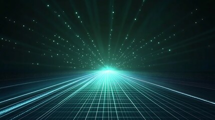 Obraz premium Futuristic light rays converge to a bright point, creating a stunning visual effect with depth and perspective.