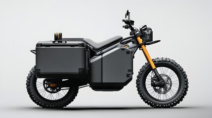 Obraz premium Rugged Off Road Delivery Motorcycle with Durable Cargo Storage Solutions