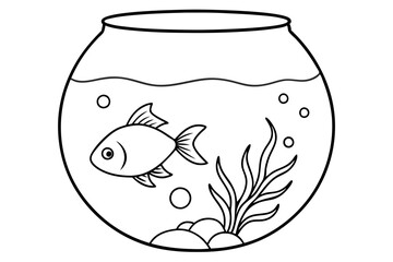  A goldfish swims gracefully in a fish bowl decorate vector illustration  white background 