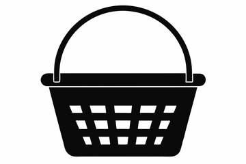 Basket vector silhouette and white background
