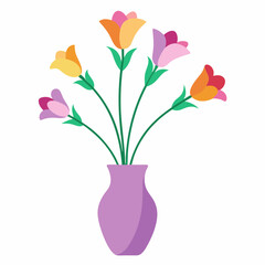   freesia flowers  in glass modern vase on white background