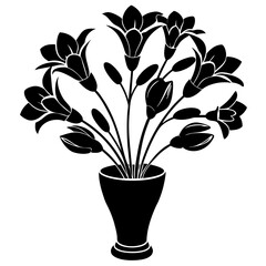   freesia flowers  in glass modern vase on white background