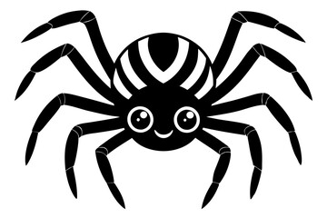 black spider isolated on white vector illustration on white background