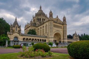 Fototapeta premium Beautiful medieval city Lisieux, France, Basilica of Saint Terese in Lisieux, Normandy.