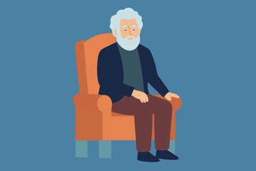 Old man sitting in  chair