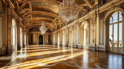 romantic old ballroom interior in Royal Palace 1842
