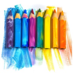Grunge HandDrawn Pastel Rainbow on white background,
