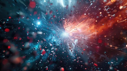 Obraz premium Captivating cosmic explosion showcasing a vibrant dynamic eruption of a galaxy in the vast ethereal realm of the universe This mesmerizing