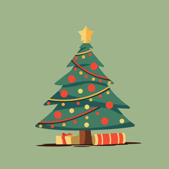 Pine tree. Merry Christmas and Happy New Year. Abstract vector background Merry Christmas in vintage style. Happy Holidays design for greeting card, badge, invitation, calendar etc. Vector