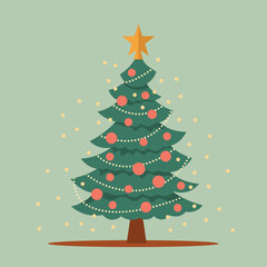 Pine tree. Merry Christmas and Happy New Year. Abstract vector background Merry Christmas in vintage style. Happy Holidays design for greeting card, badge, invitation, calendar etc. Vector