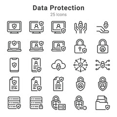 25 icons collection about data protection