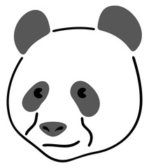 Panda head, chinese panda chewing bamboo. Panda bear, animal, wildlife and zoo, illustration