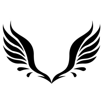 wings with heart Black Minimal Feather Illustration