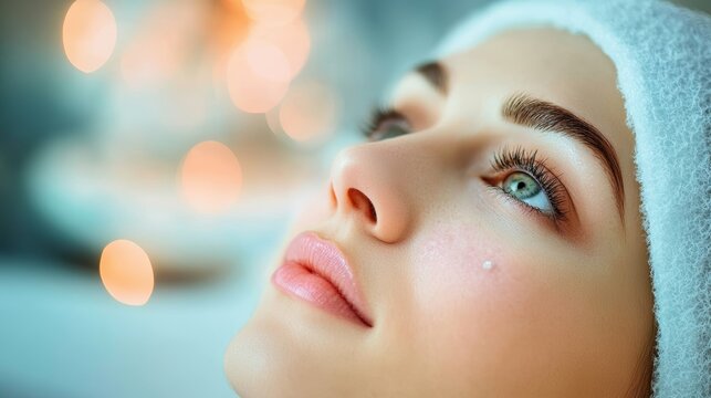 PRP or PRF eye treatment on unreognizable face and blurred foweregound