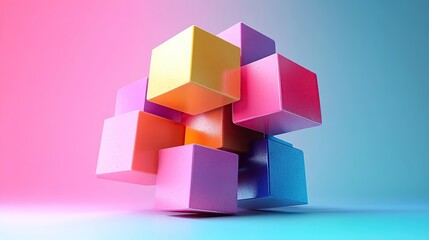 Obraz premium Abstract 3d square shape futuristic object colourfull