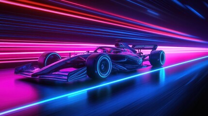 Formula 1 Race Car in Neon Lights