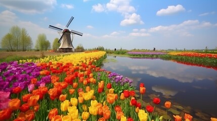 attractive and nice and good  windmill in spring