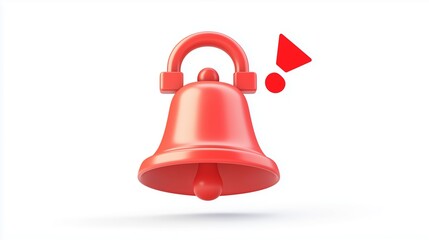 Red alert bell icon signaling notifications in a minimalist style against a white background