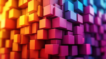 Fototapeta premium Abstract 3d square shape futuristic object colourfull