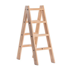 A sturdy wooden ladder with four steps, ideal for home improvement and reaching high places safely and efficiently.